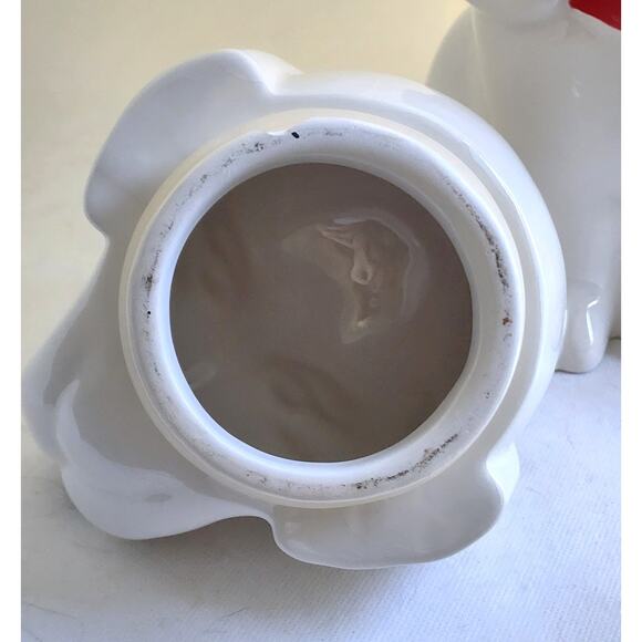 COOKIE/TREAT JAR/Basset Hound-White-Red Collar (Not Pioneer Woman)-10" Tall - Picture 9 of 16